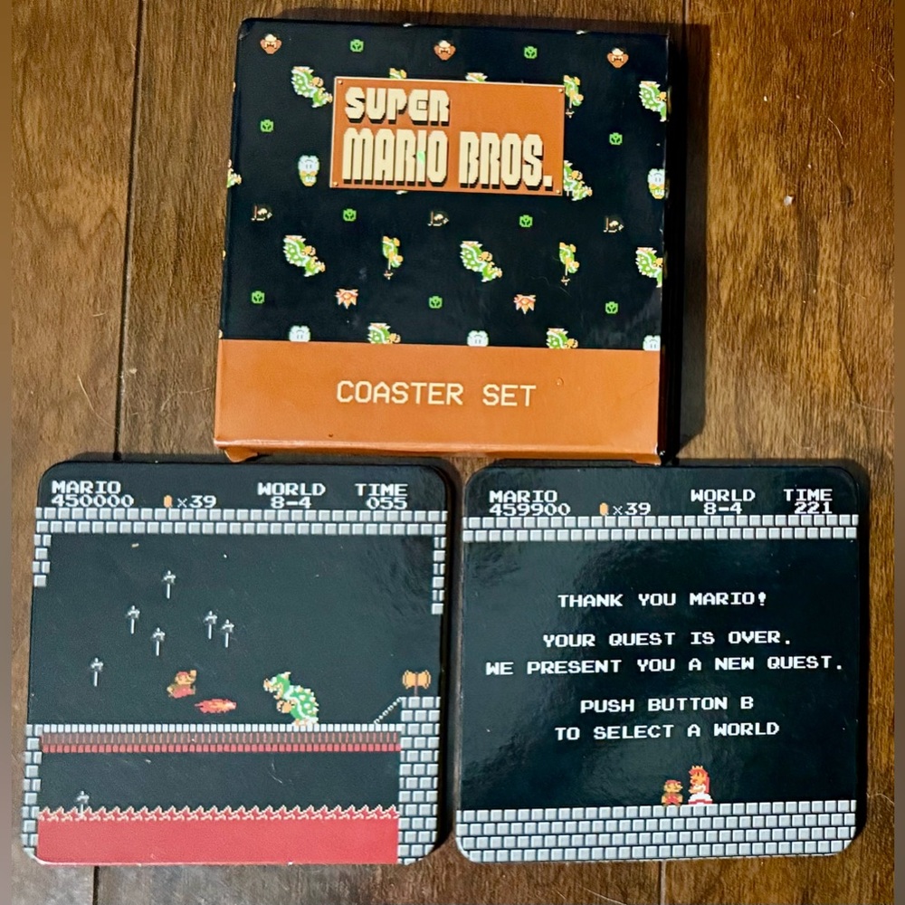 VINTAGE SUPER MARIO BROS. COASTER SET~NEW